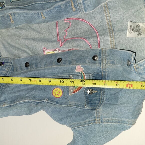 Disney US Girls Jean Denim Jacket Magic Kingdom Castle Flounder - Picture 7 of 13